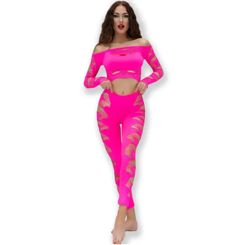 Completo Sexy Chilirose Cr 4632 Top E Pantalone Fucsia S/L